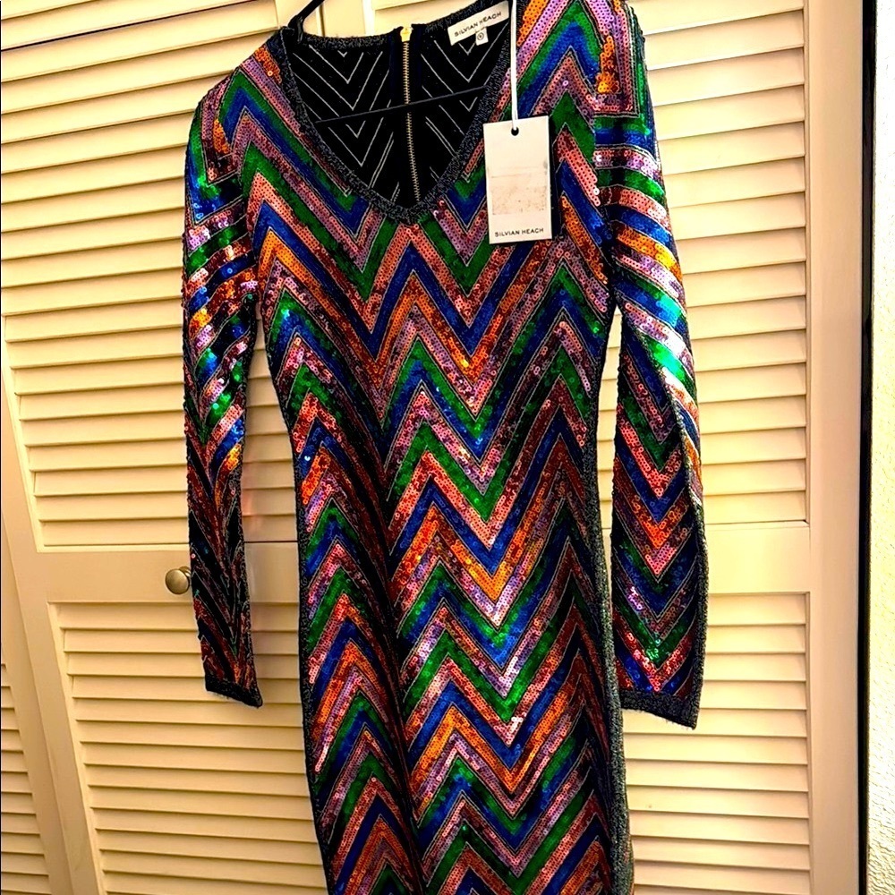 Silvian Heach Designer Italian Luxury Nwt Size Small Sequins Gala Party Dress